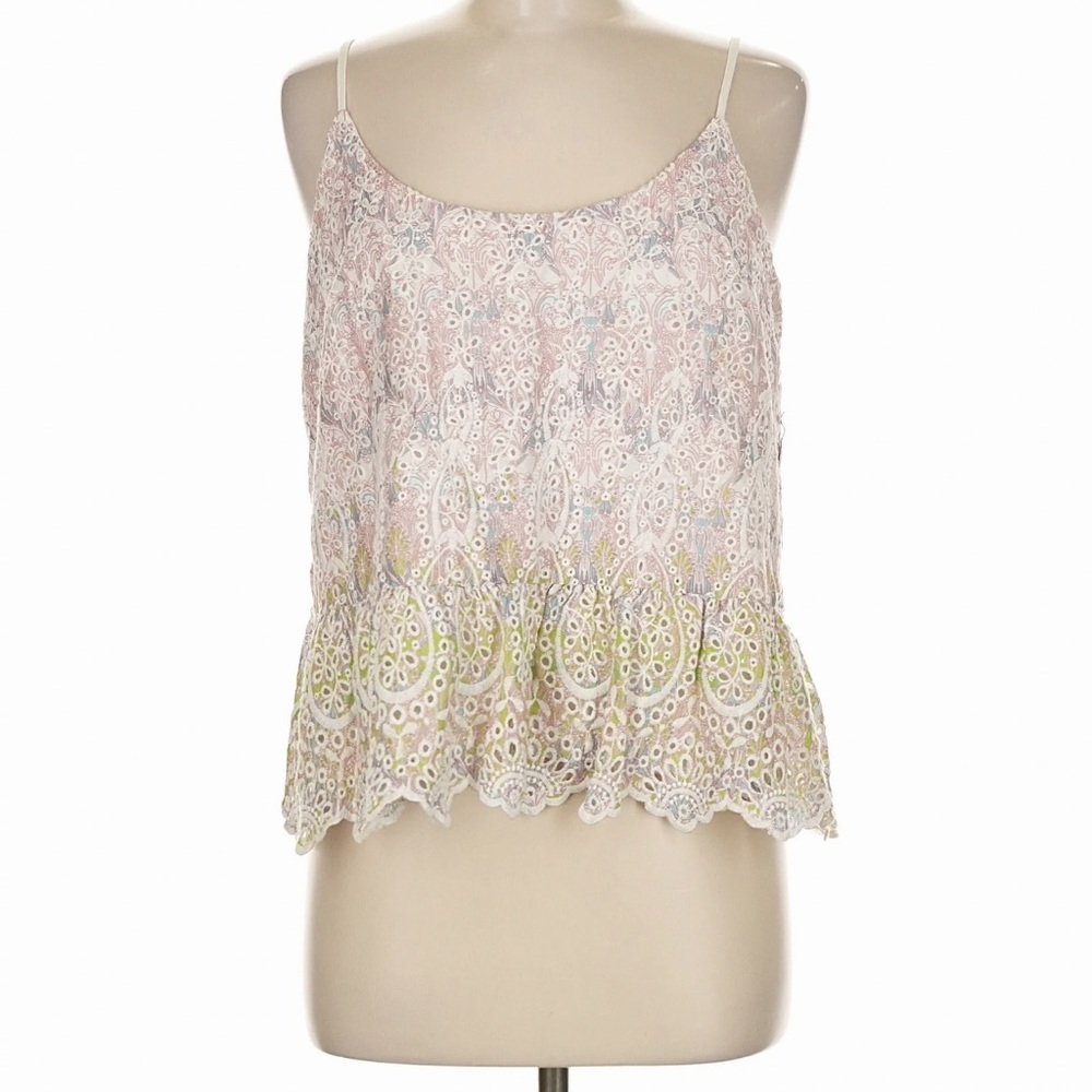 Feather Bone by Anthropologie Woven Eyelet Pastel Tank with Adjustable Straps 4